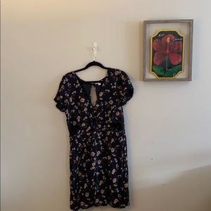 Floral fit and flare cut out dress